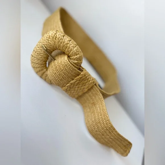 Anthropologie Raffia Woven Statement Buckle Belt Size S excellent condition - Picture 7 of 13